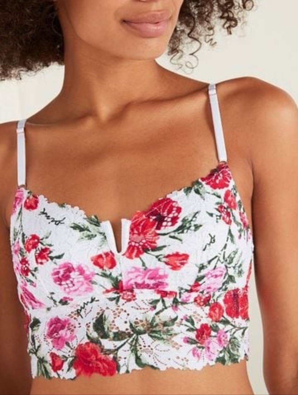 Victoria's Secret Pink NWT Floral Lace Longline Bralette Top Size XXL